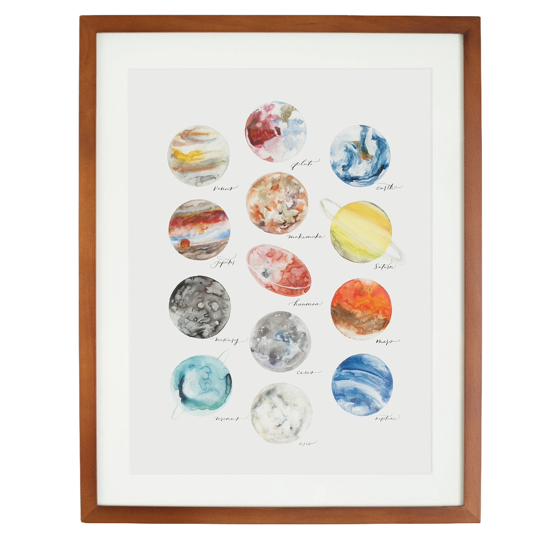 Watercolor Planets - 9x12 Print